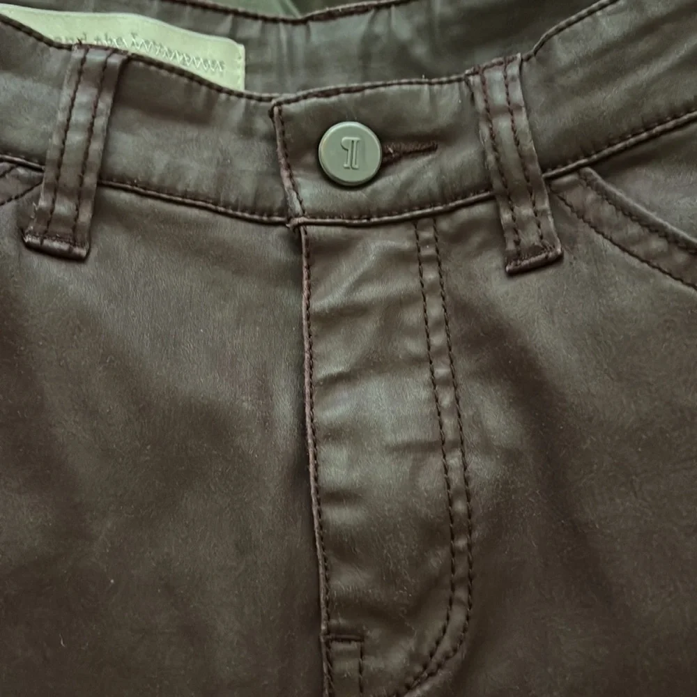 Pilcro and the‎ Letterpress faux brown leather skinny lace up leg pants Sz 25